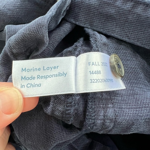 Marine Layer Linen Charlie Utility Jumpsuit in Black Iris Dark Blue, M - Picture 11 of 12